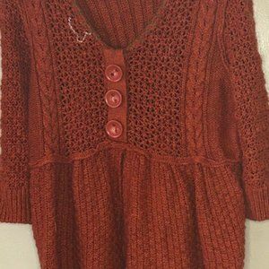 Stylish Dressbarn Burnt Orange Button Sweater - Size 22/24
